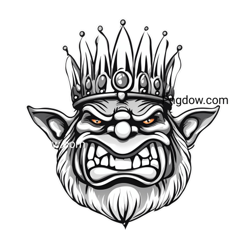 Cheerful clown with a crown on his head, featured in a troll face png image
