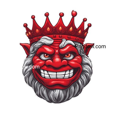 The devil with a crown, smiling, red troll face png