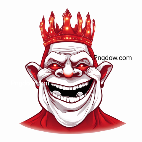 A troll face png of an evil king with a red crown