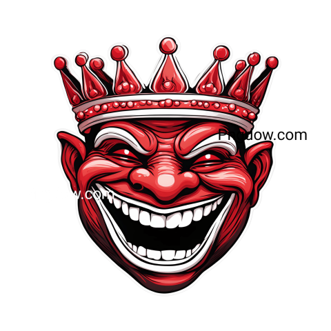 Image of an evil king wearing a red crown, troll face png