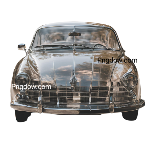 Silver car with sky reflection, isolated on transparent background  Car png