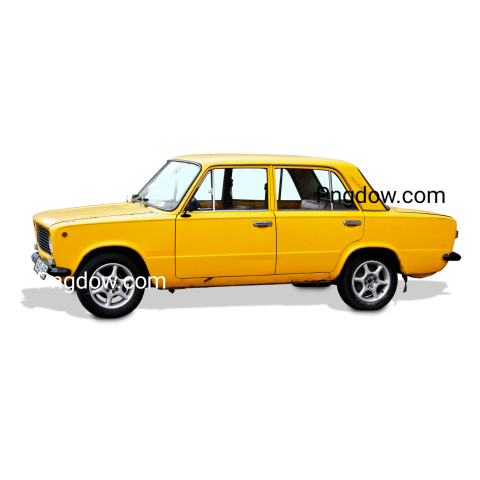 A yellow car on a transparent background
