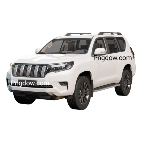 White Toyota Land Cruiser, a luxury SUV, displayed in a car png format