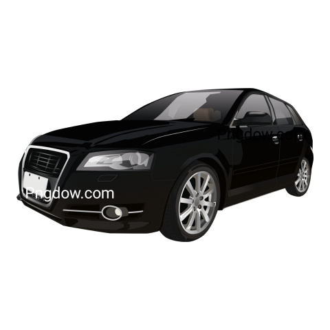 Black Audi car on transparent background