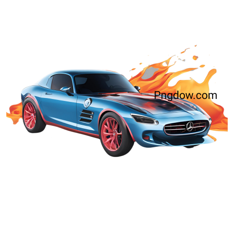 Mercedes SLS AMG engulfed in flames and smoke, Car png