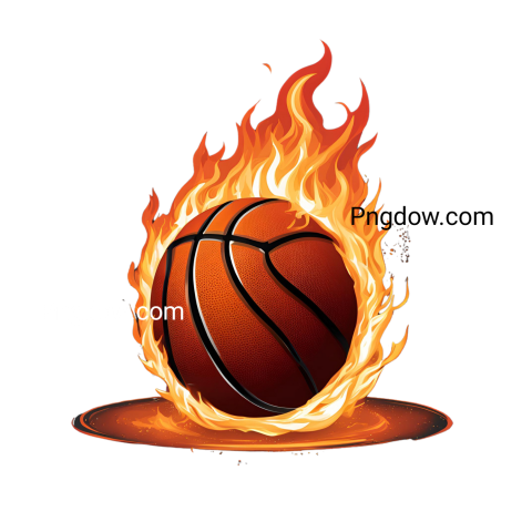 Fiery basketball ball, transparent background, perfect for designs
