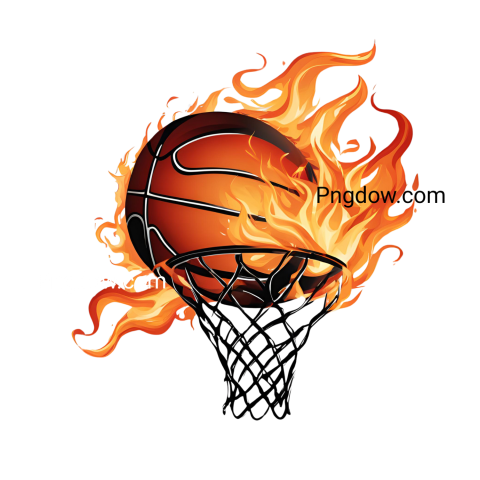Flaming basketball ball on transparent background, basketball png free