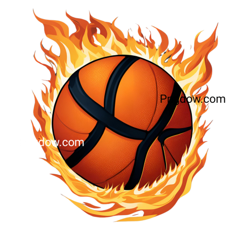 Basketball png free with ball ablaze in fire