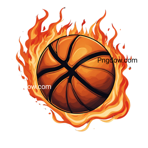 Basketball ball engulfed in flames, isolated