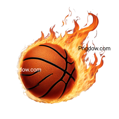 Transparent basketball with fiery design