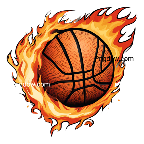 Basketball ball engulfed in fiery flames
