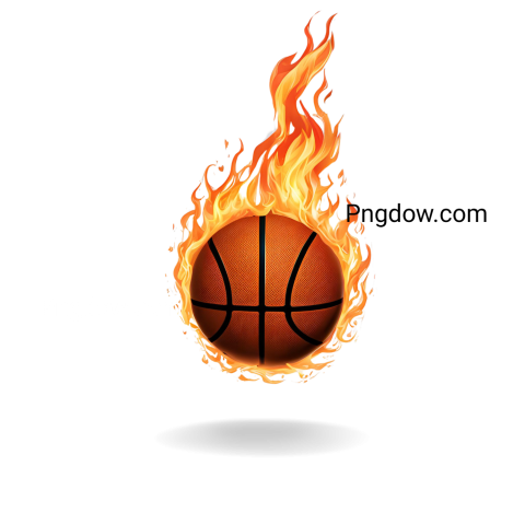Flaming basketball ball on transparent background