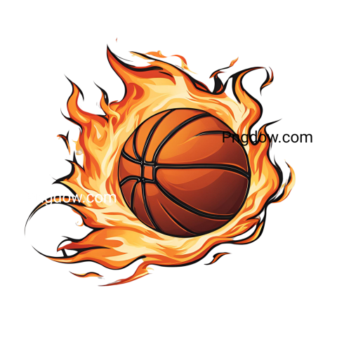 Fiery basketball ball in PNG format