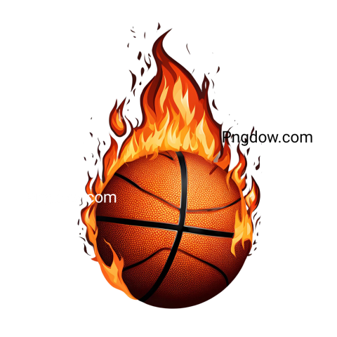 Basketball ball engulfed in flames, isolated free