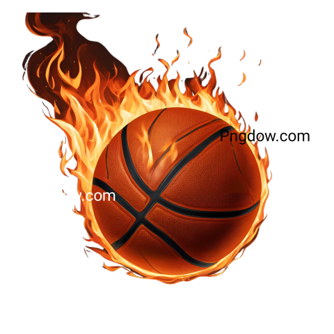 Transparent basketball ball engulfed in flames, Basketball png free