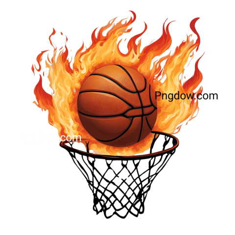 Basketball hoop on fire with basketball, Basketball Fire png