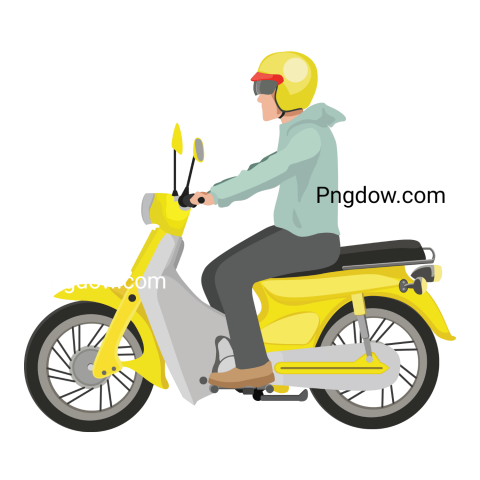 Man riding a yellow motorcycle on a road
