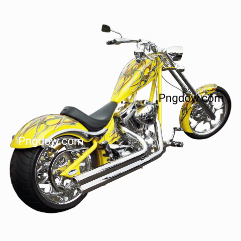 Yellow motorcycle with chrome wheels and black seat  Bike PNG