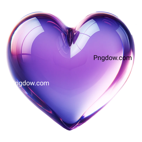 Purple heart shaped glass on black background, transparent hearts png