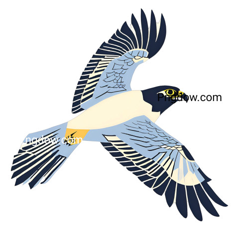 A cartoon falcon soaring through the sky