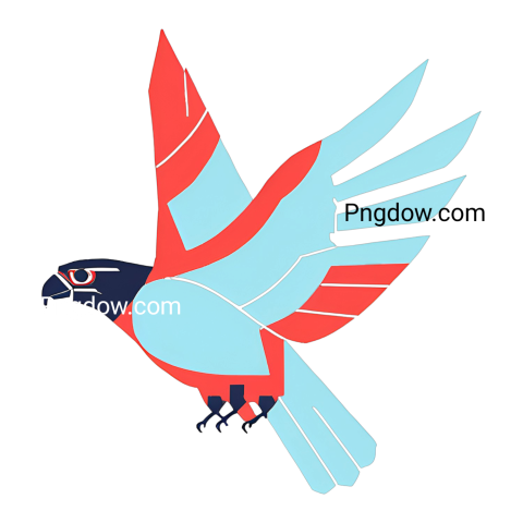 A vibrant falcon with red and blue wings