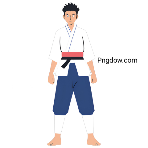 A Gojo PNG anime character wearing a white shirt and blue pants