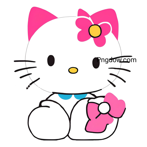 Cute Hello Kitty clipart in PNG format, featuring the iconic character with a pink bow and overalls
