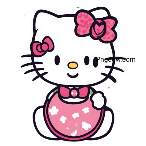 A cute Hello Kitty sticker in PNG format