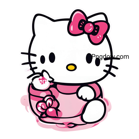 Hello Kitty sticker on pink background, free PNG image