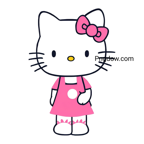 Hello Kitty in pink dress on black background, free PNG image