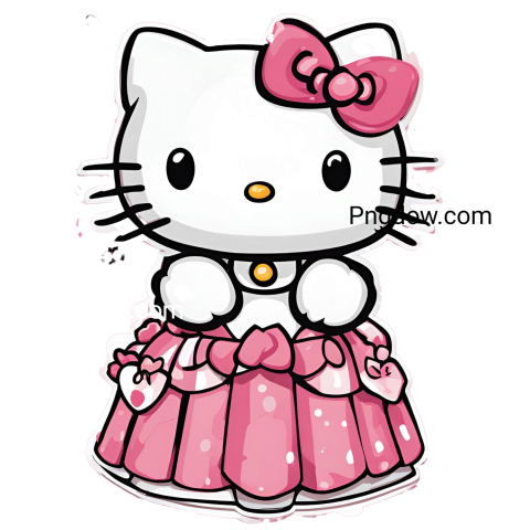 Hello Kitty dress in pink with white polka dots, featuring the iconic character's face and bow