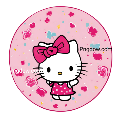 Hello Kitty sticker on pink background, PNG image for free