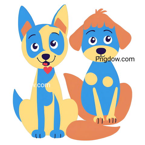 Two cartoon dogs, Bluey and Bingo, sitting together on a black background