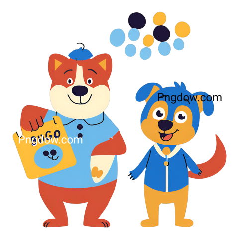 Two cartoon dogs, one holding a bingo card  Bluey and Bingo PNG