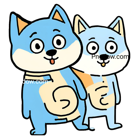 Two cartoon dogs, Bluey and Bingo, with the letter G on their backs, Png images