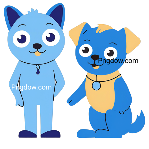 A blue dog and cat clipart featuring Bluey and Bingo in PNG format