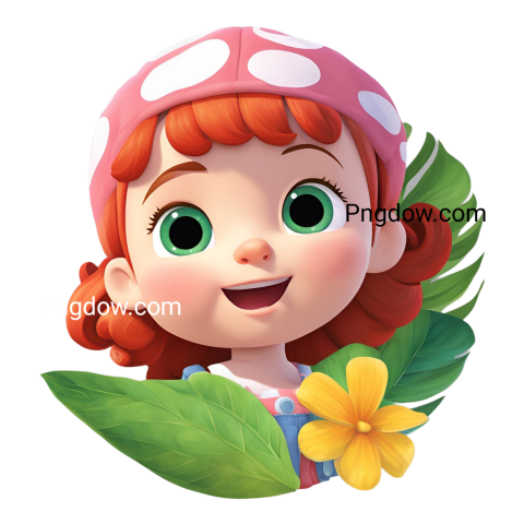 A cartoon girl with red hair and a flower, cocomelon png