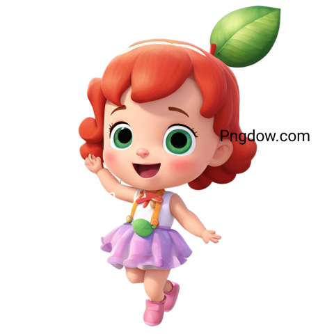 A cartoon girl with green eyes and a green hat, Png images