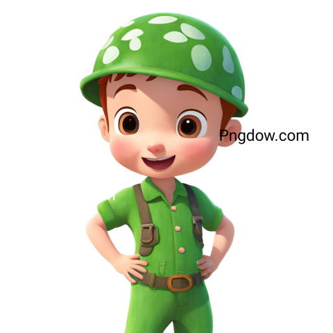 A cartoon boy in green clothes and a hat, cocomelon png
