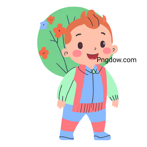 A cartoon boy holding a bag of flowers, cocomelon png