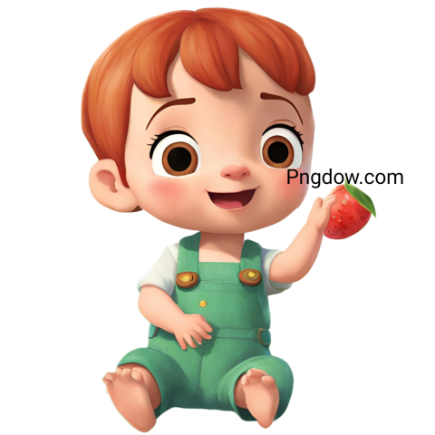 A cartoon boy holding a strawberry, cocomelon png