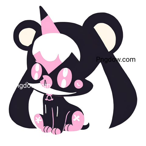 Black and pink bear with pink eyes, Kuromi PNG