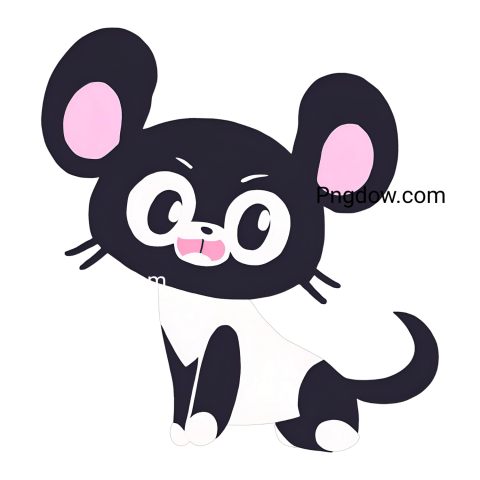 A black and white Kuromi PNG mouse with pink ears