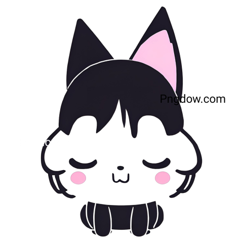 Black cat with pink ears and eyes, Kuromi PNG
