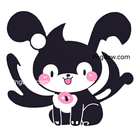 Black and pink cartoon dog with pink eyes, Kuromi PNG