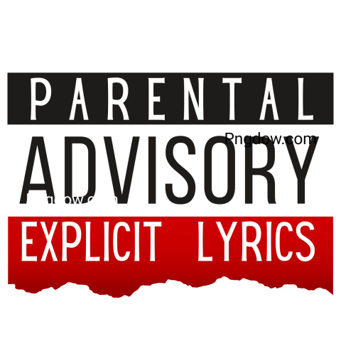 Parental advisory explicit lyrics warning label in red and white, isolated on transparent background