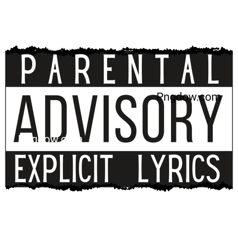 Parental advisory explicit lyrics warning label in red and white on transparent background  free