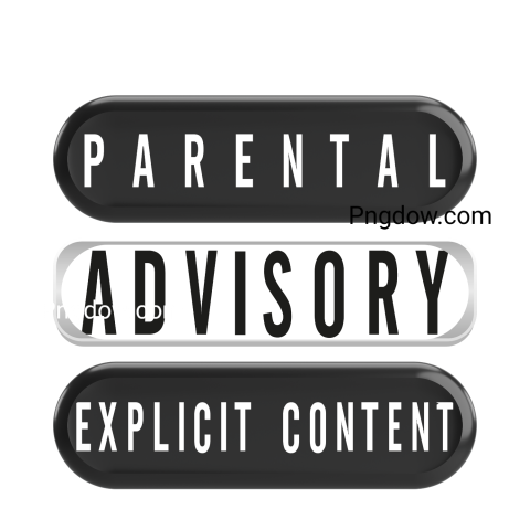 Parental advisory explicit content warning label in black and white on transparent background
