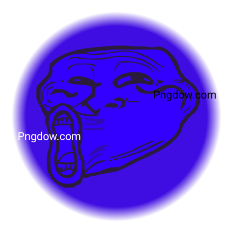 A blue circle with a troll face on it
