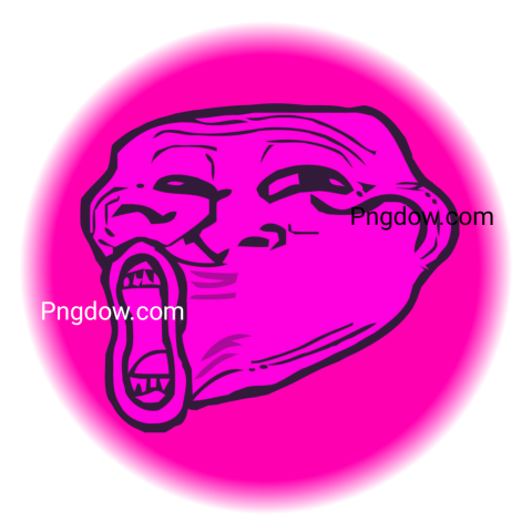 A pink circle with a troll face on Png